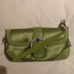 COACH Beautiful Green Satin Evening Bag